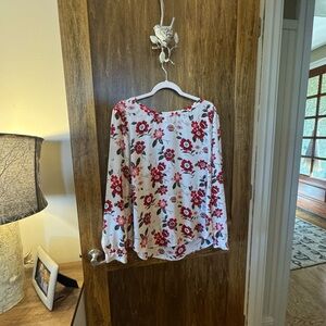 LOFT Red Floral Blouse